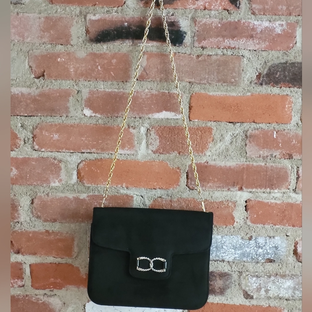 Unbranded 50s suede and lambs leather black shoulder bag